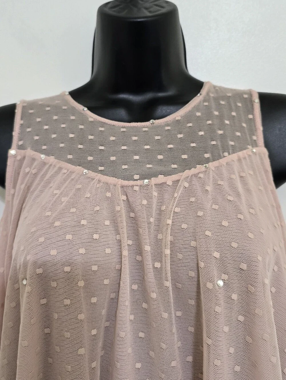 WEISSMAN girls size Large Sleeveless Sequin Mesh Tulle Babydoll Dance Dress Pink